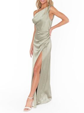 NWT Show Me Your MuMu Moss Green Luxe Satin Jodie Maxi Dress